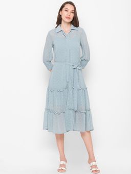 Globus - Light Blue Self Design Dress